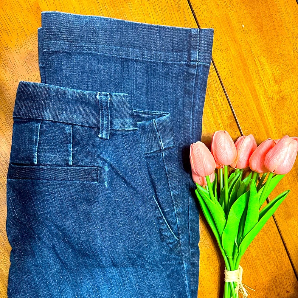 J.Crew Size 2 City Fit Denim Trouser Women's Blue Dark Rinse Straight Leg Pants